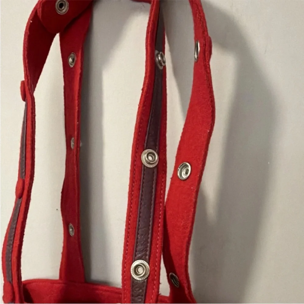 Lumi Red Shoulder Bag with Leather Trim, Snap & Zipper Accents, Multiple Pockets